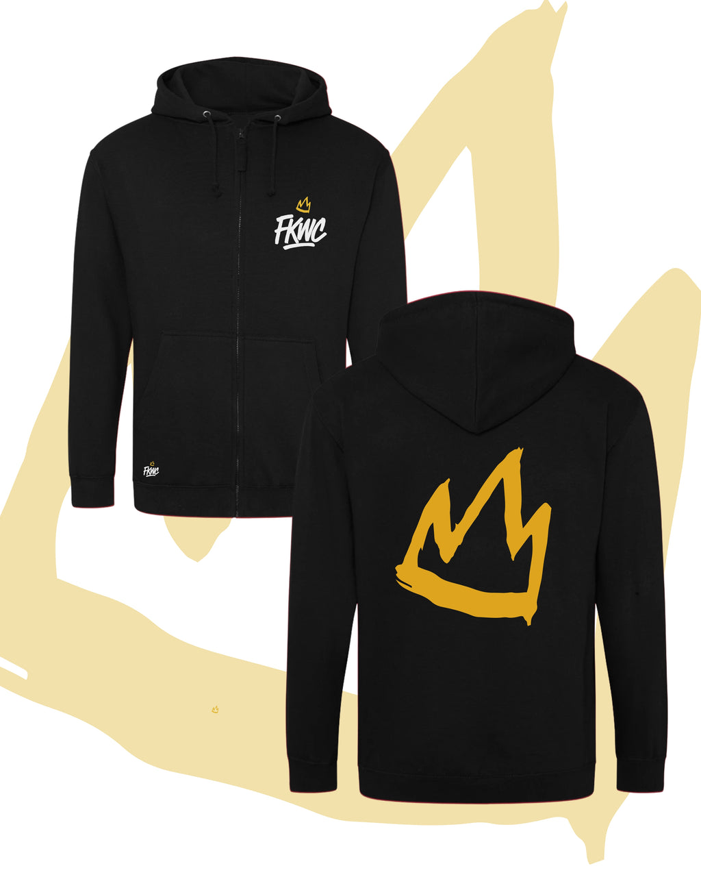 Gold Crown Zip-up Hoodie - Monochrome